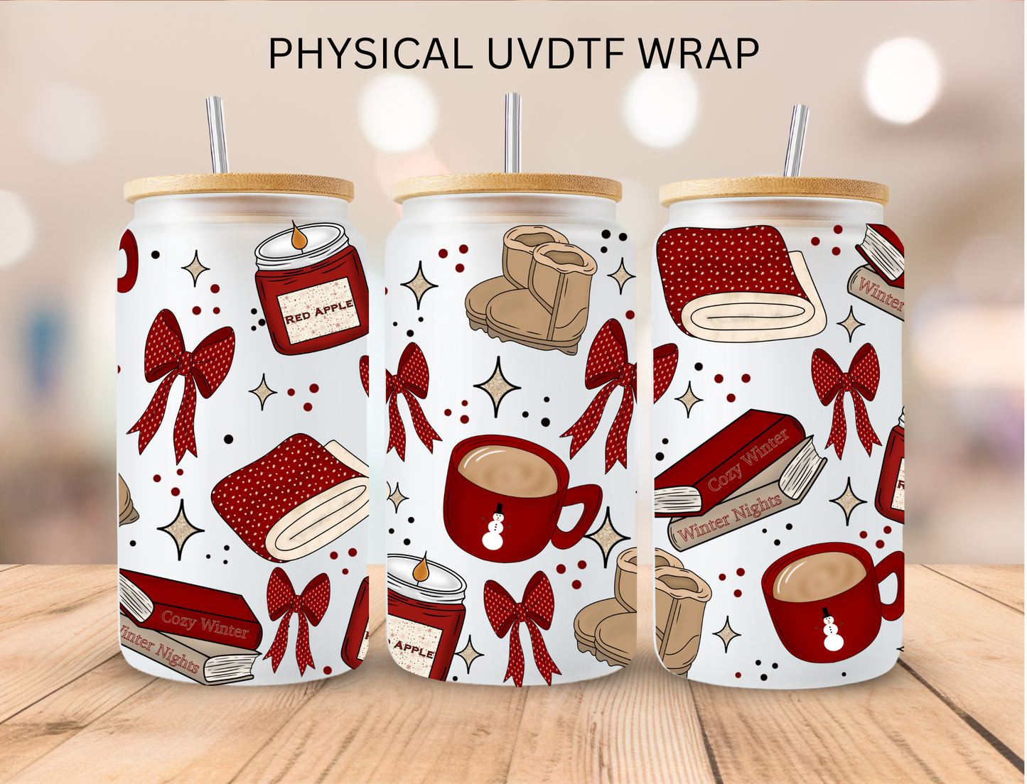 Maroon Fall Bookish Book Favorites - 16 oz / 20 oz Libby UV DTF Wrap