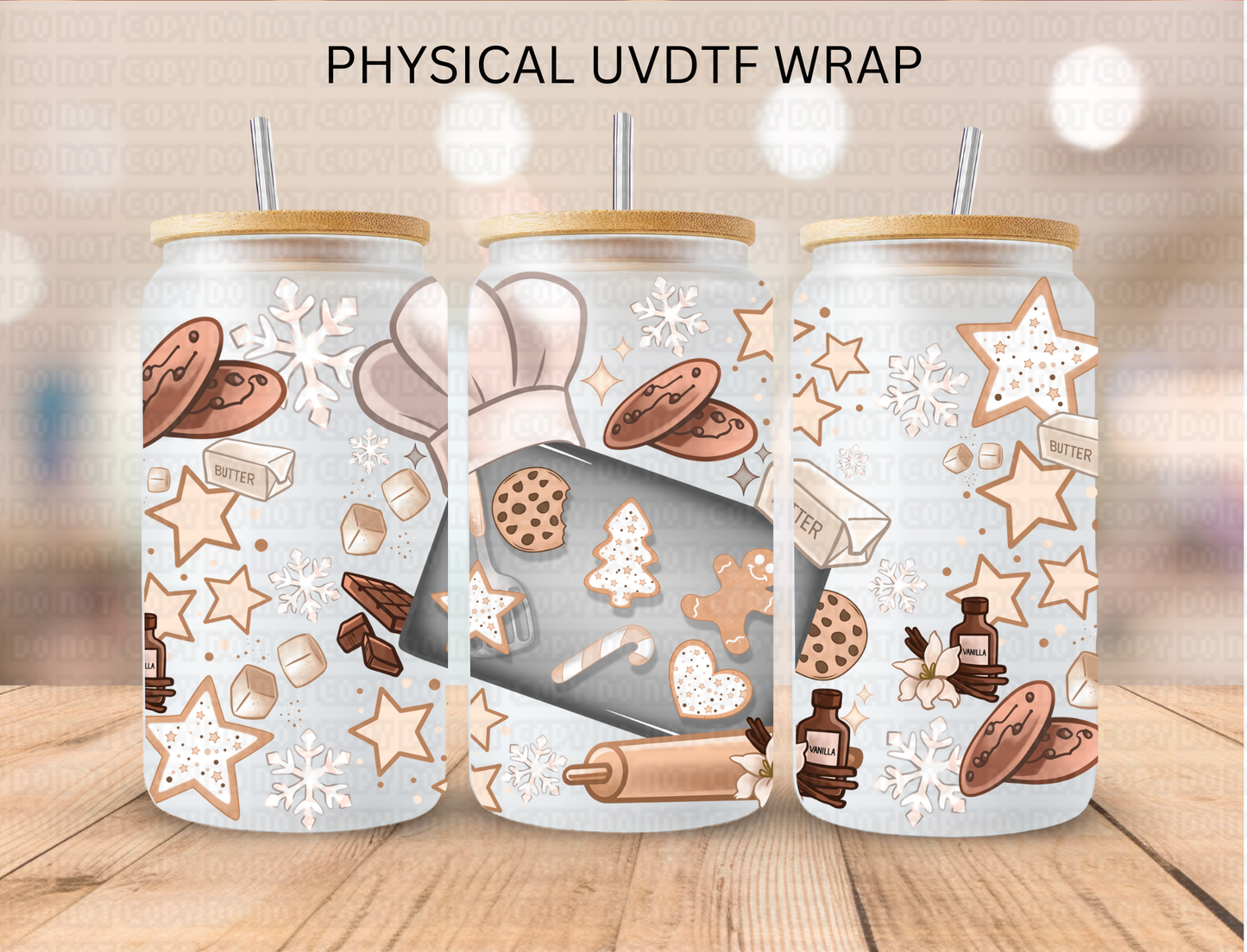 Christmas Cookie Baking - 16 oz / 20 oz Libby UV DTF Wrap