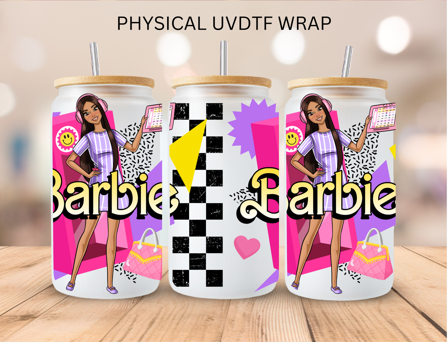 Checkered Barbie - 16 oz / 20 oz Libby UV DTF