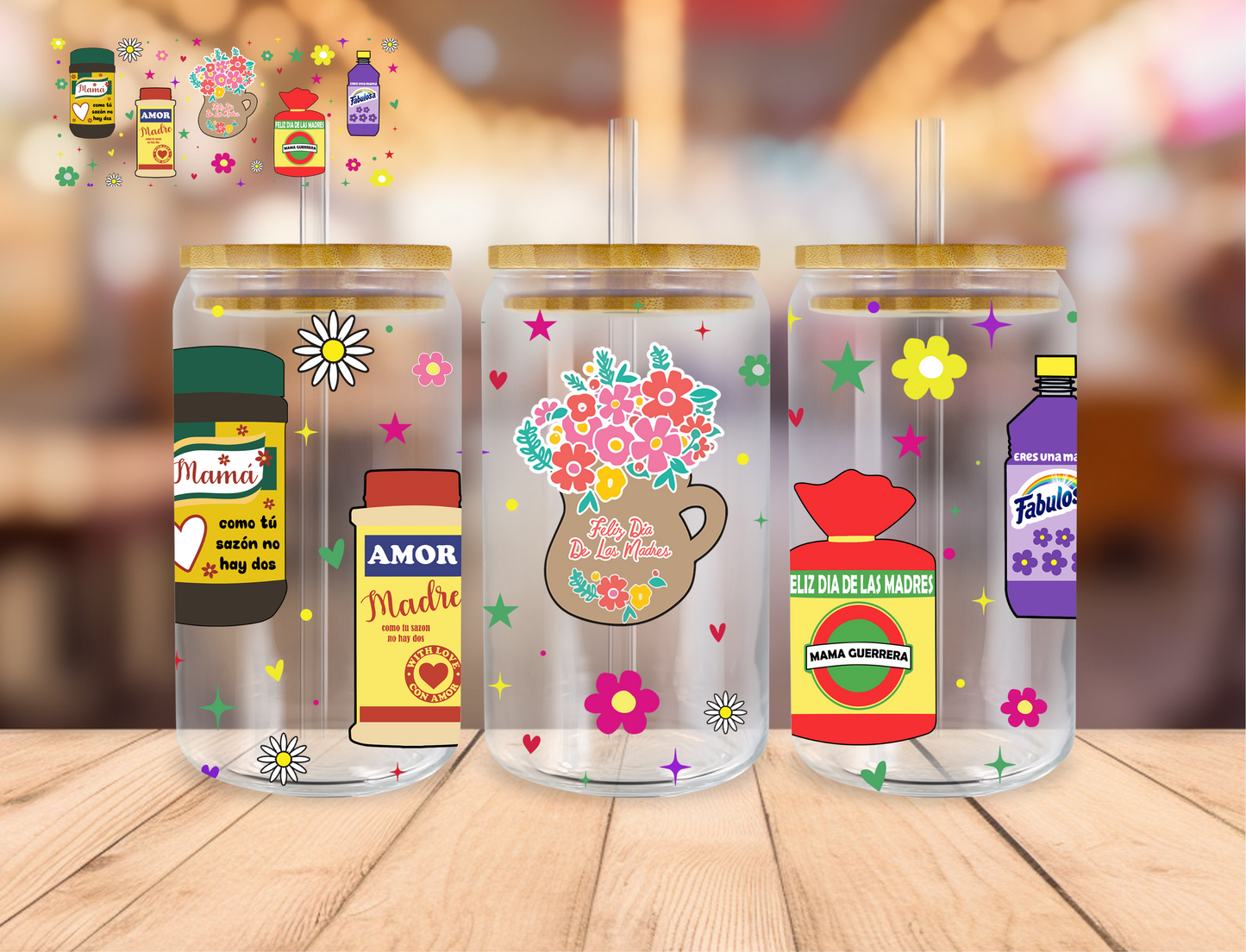 Feliz Dia De Los Madres 2 - 16 oz / 20 oz Libby UV DTF Wrap