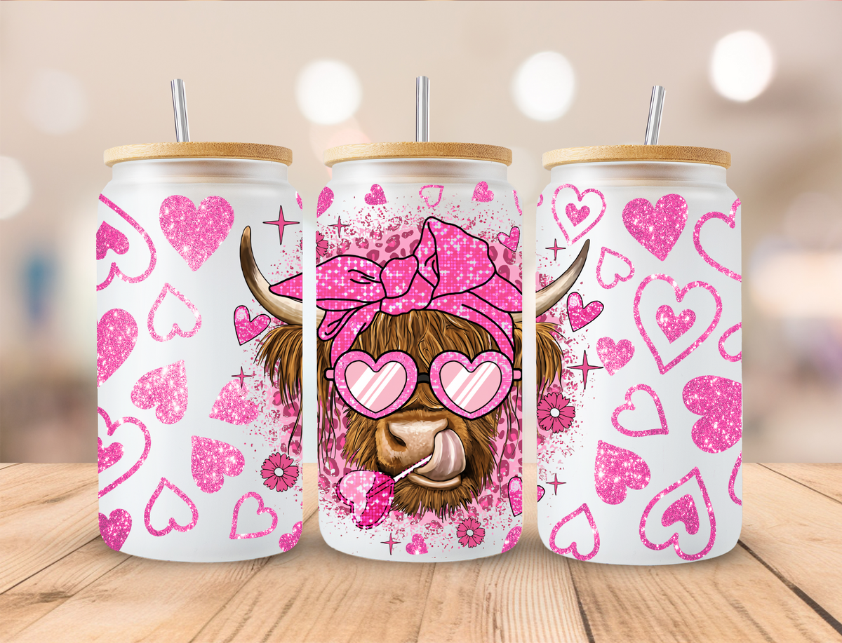 Valentines Heifer Cow - 16 oz / 20 oz Libby UV DTF Wrap