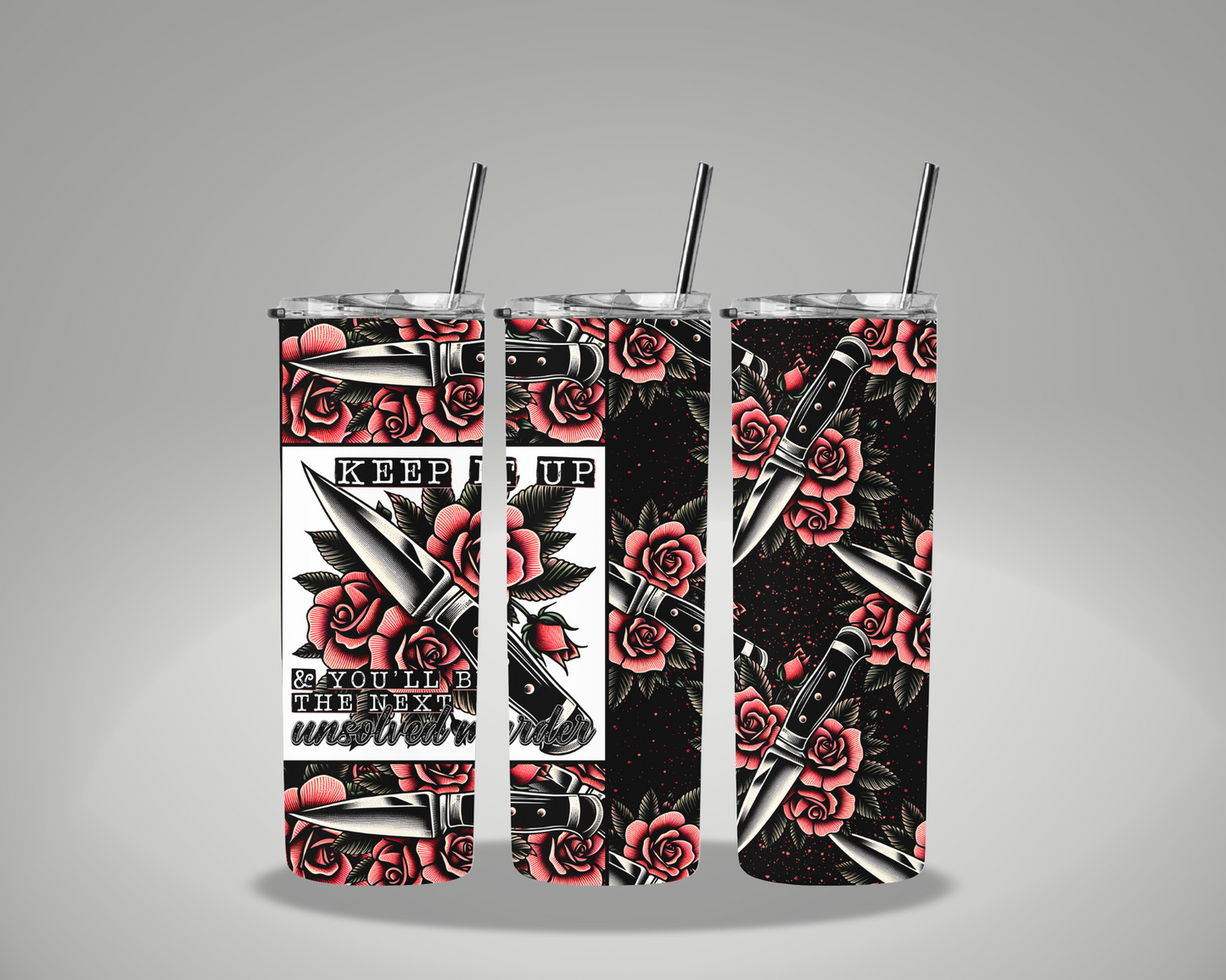 Keep It Up Rose Skeleton - 20oz Skinny Tumbler Wrap EEE EXCLUSIVE