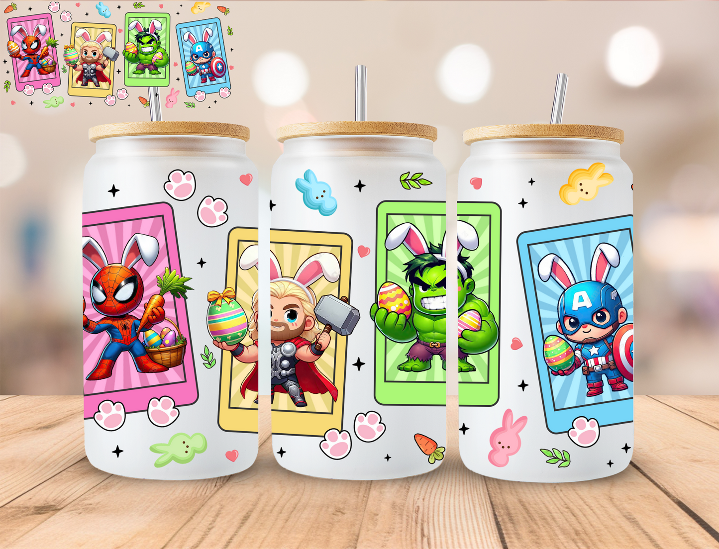 Easter Hero Cards - 16 oz / 20 oz Libby UV DTF Wrap