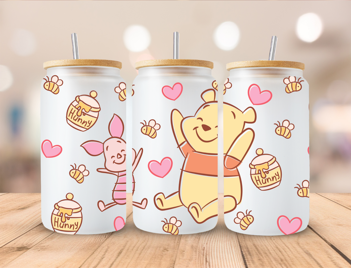 Valentines Bear And Friends - 16 oz / 20 oz Libby UV DTF Wrap