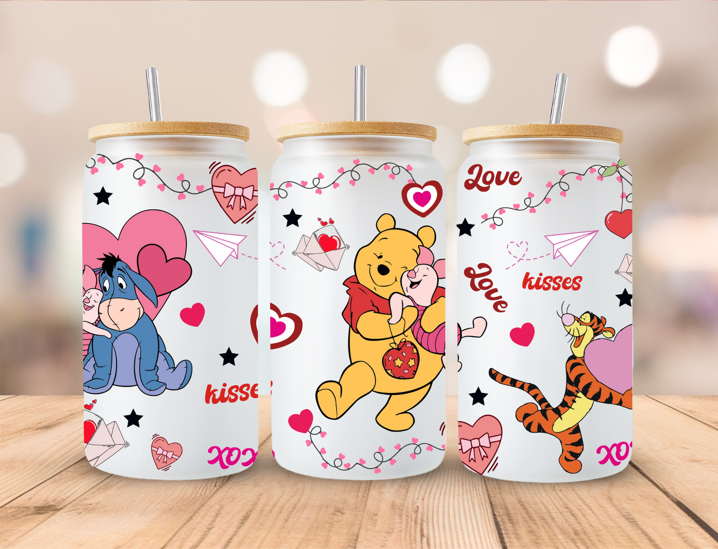 Valentines Bear Friends - 16 oz / 20 oz Libby UV DTF Wrap