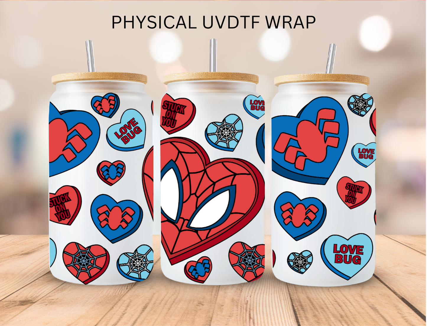 Valentines Spidey Hearts - 16 oz / 20 oz Libby UV DTF