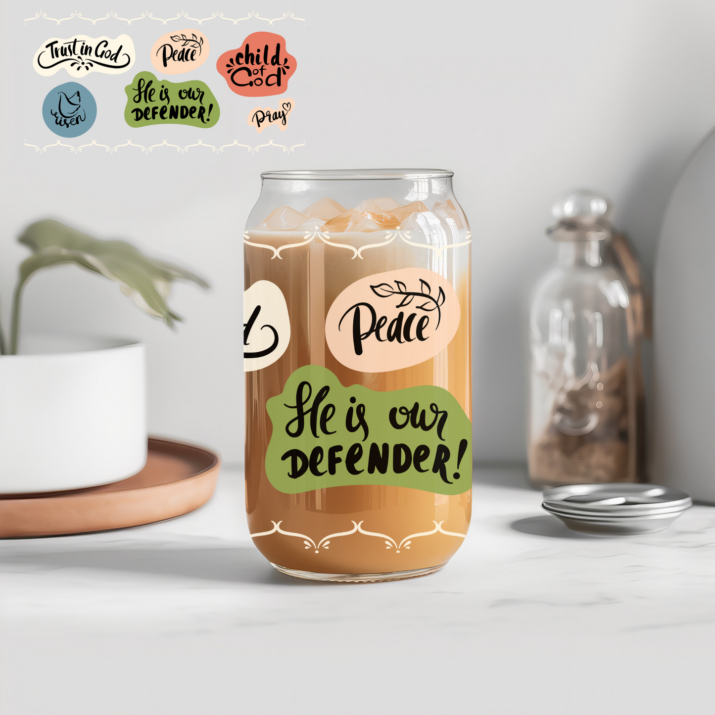 Christian Faith 8 - 16 oz Libby UV DTF Wrap