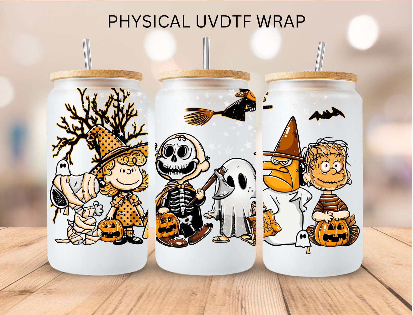 Halloween Peanut Friends - 16 oz / 20 oz Libby UV DTF Wrap