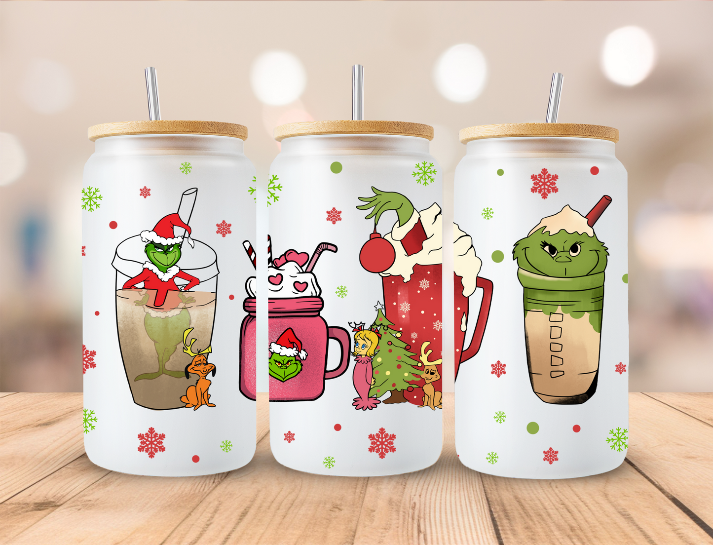 Christmas Mean Green Coffee - 16oz Libby UV DTF Wrap