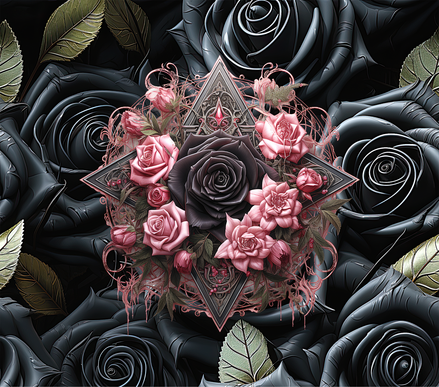 Halloween Black And Pink Roses - 20 Oz Sublimation Transfer