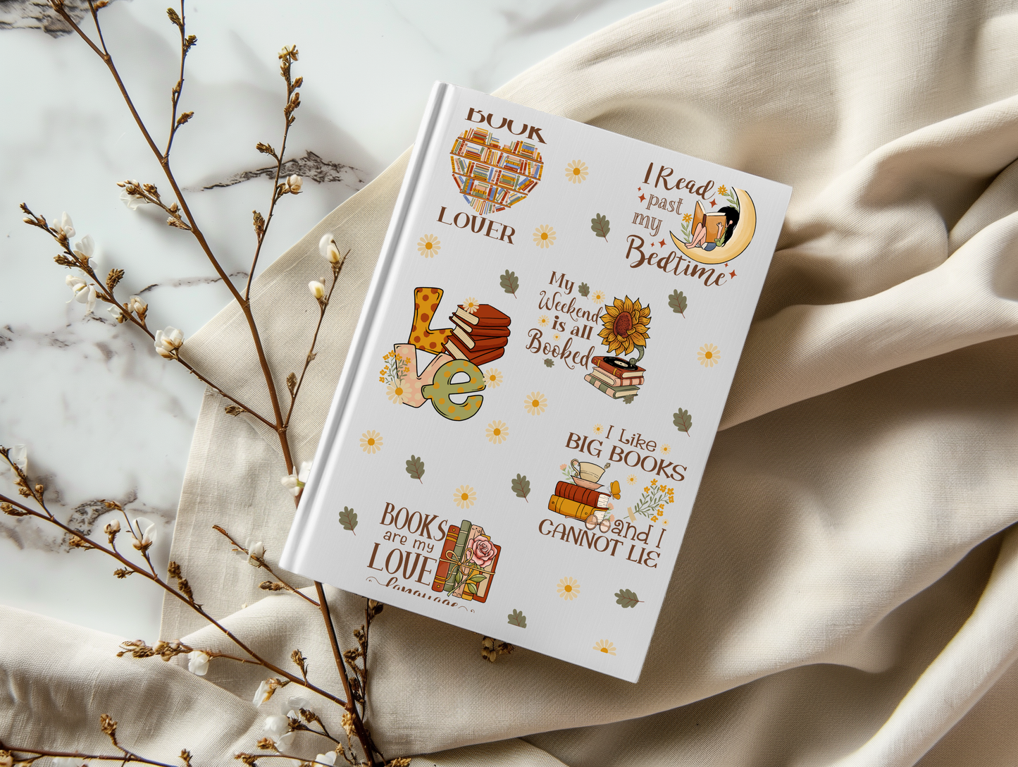 Bookish Love Books - A5 Notebook UV DTF Wrap