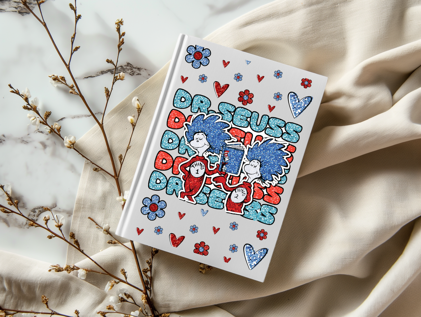 Seuss Friends Glittery - A5 Notebook UV DTF Wrap