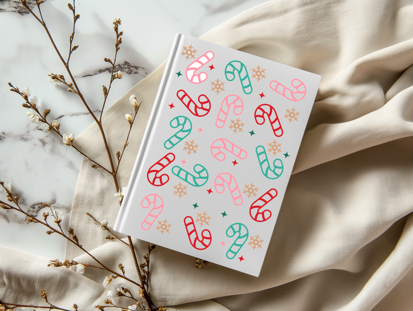 Christmas Candy Canes - A5 Notebook UV DTF Wrap