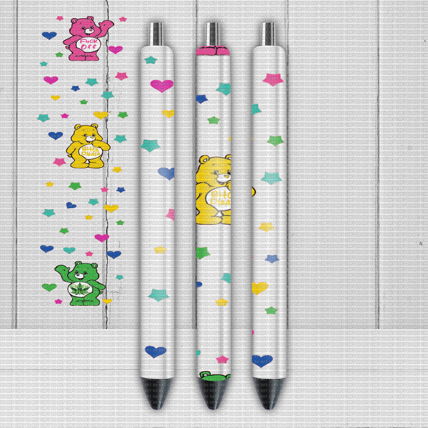 Swear Bears Long Version - UVDTF Pen Wrap