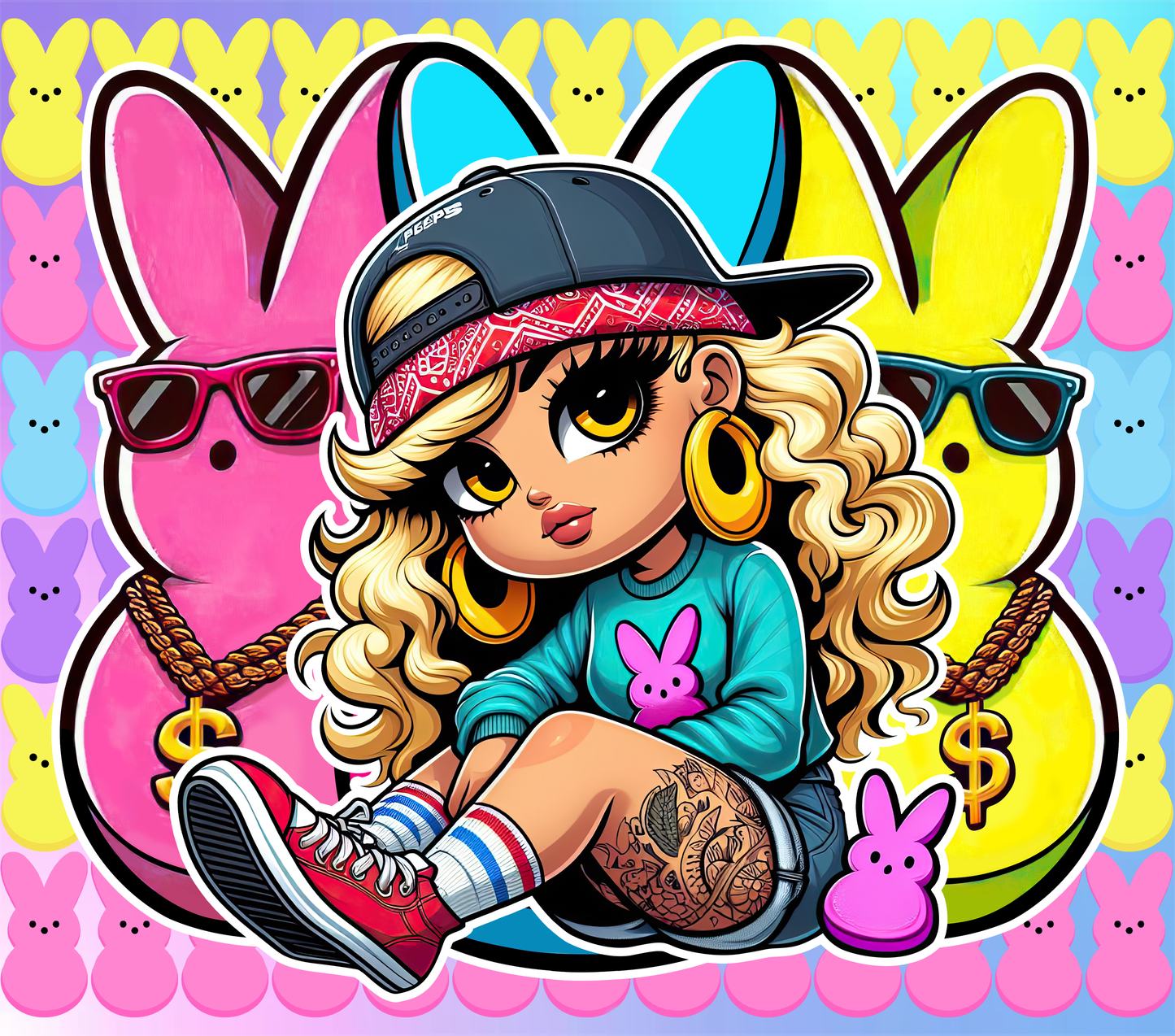 Easter Chicano Peeps - 20 Oz Straight Sublimation Transfer