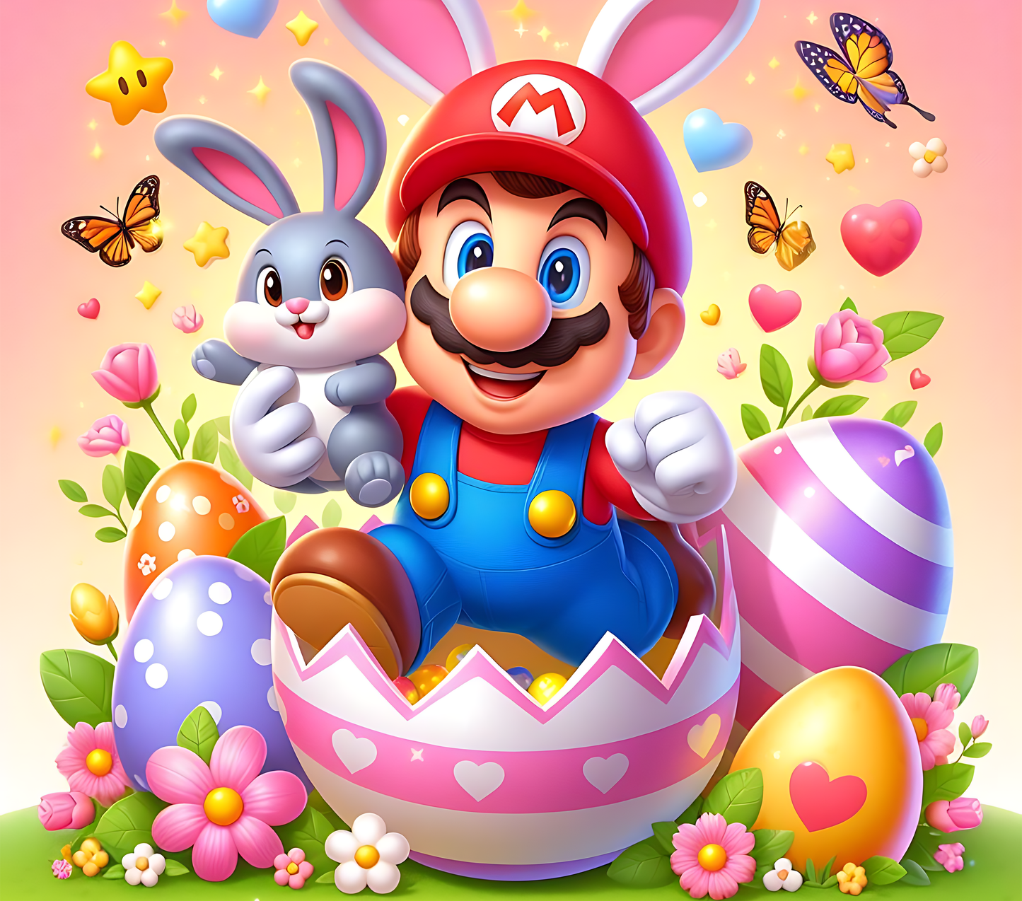 Easter Print Running Block Boy Bunny - 20 Oz Straight Sublimation Transfer