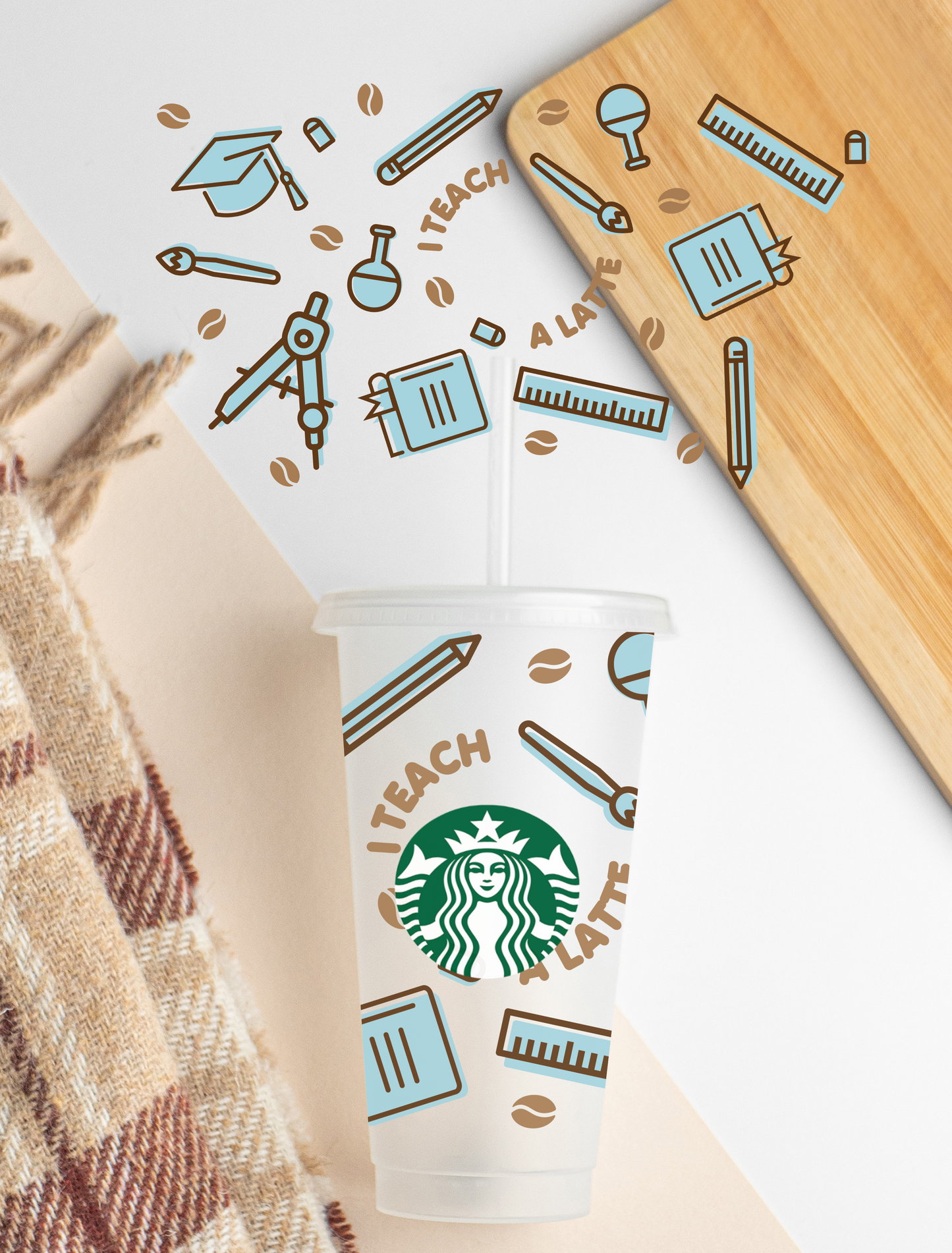 I Teach A Latte - 24 oz cold cup UV DTF Wrap