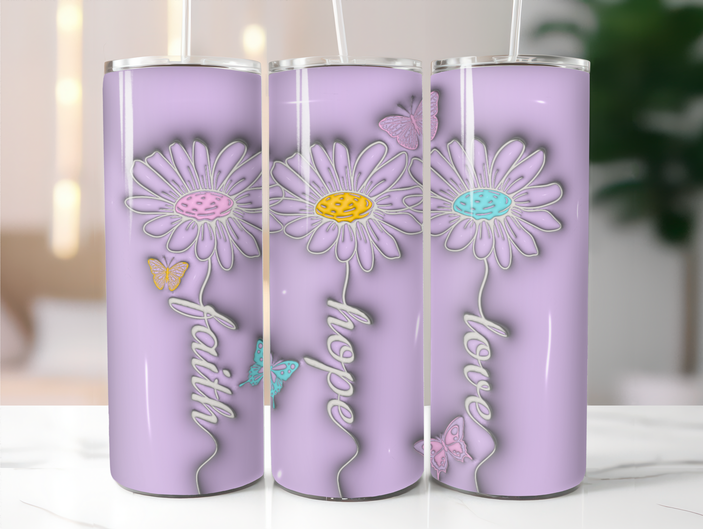 Faith Hope Love Lilac - Sublimation 20 oz tumbler