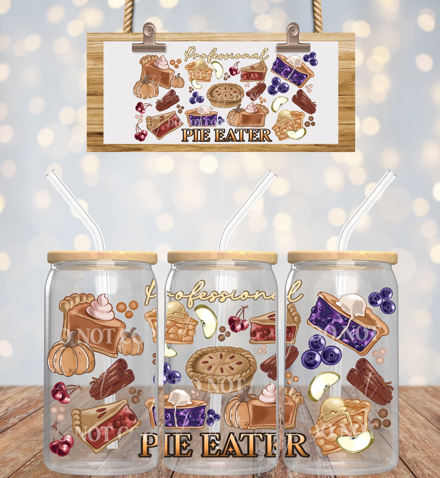 Blueberry Professional Pie Eater - 16 oz / 20 oz Libby UV DTF Wrap