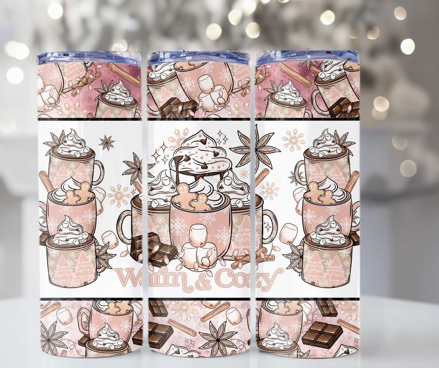 Christmas Warm And Cozy Coffee - 20oz Skinny Tumbler / 25 Oz Glass Tumbler Wrap