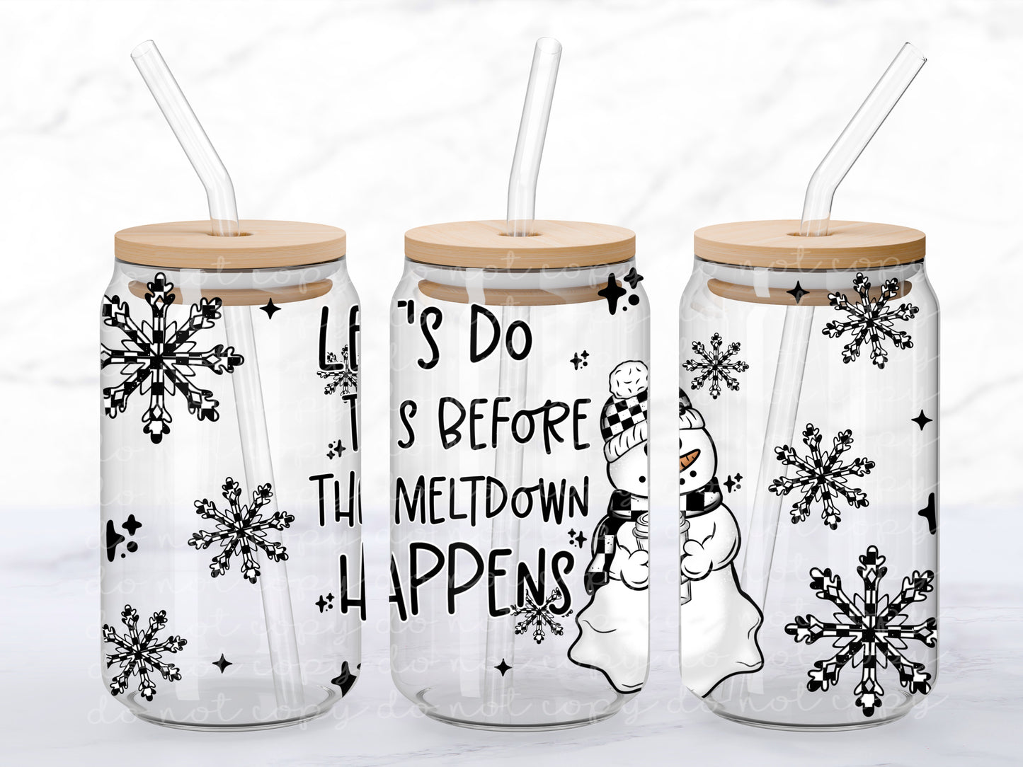 Christmas Snowman Meltdown Happens - 16 oz / 20 oz Libby UV DTF Wrap