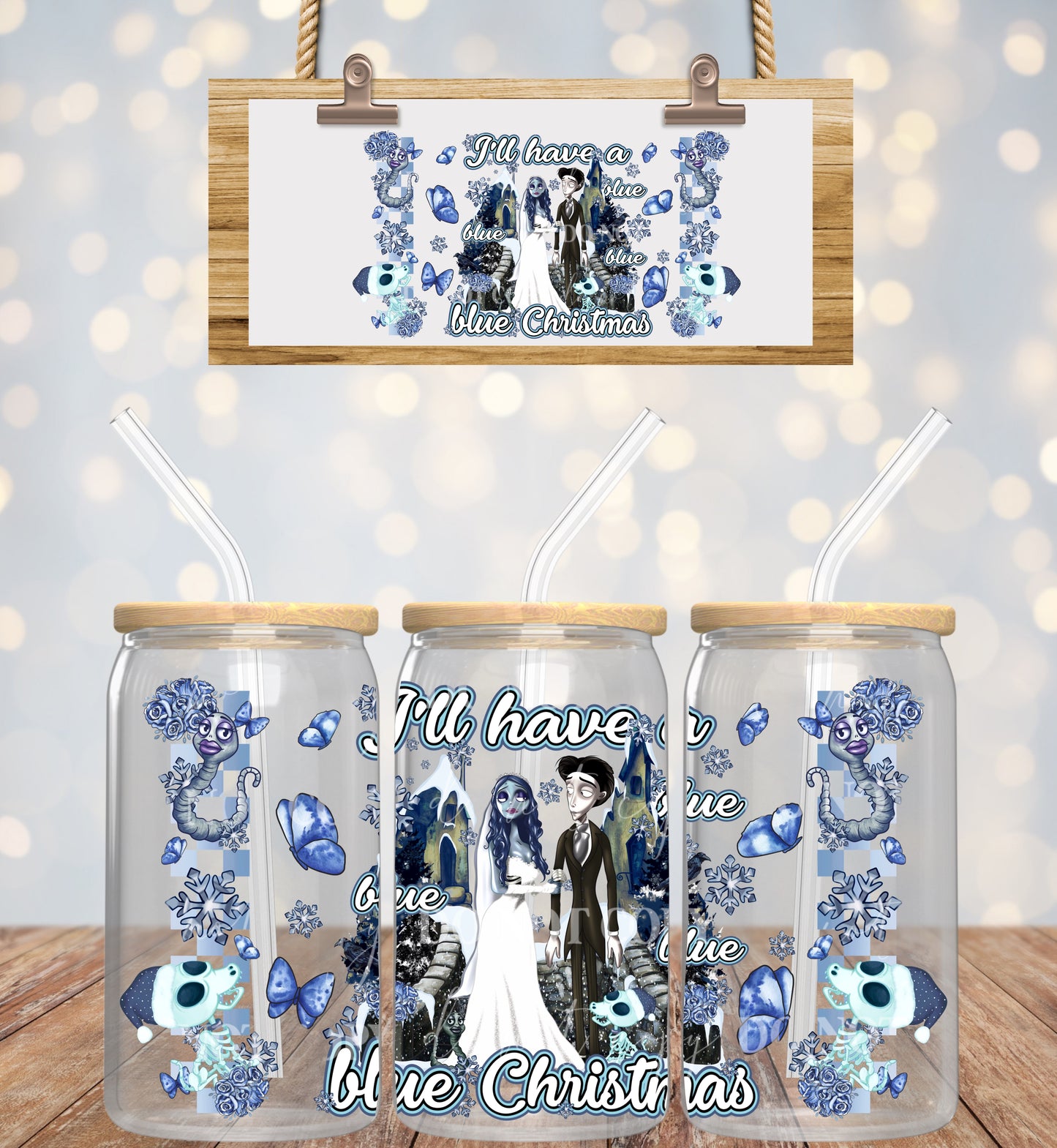 Christmas Corpse Bride - 16 oz / 20 oz Libby UV DTF Wrap