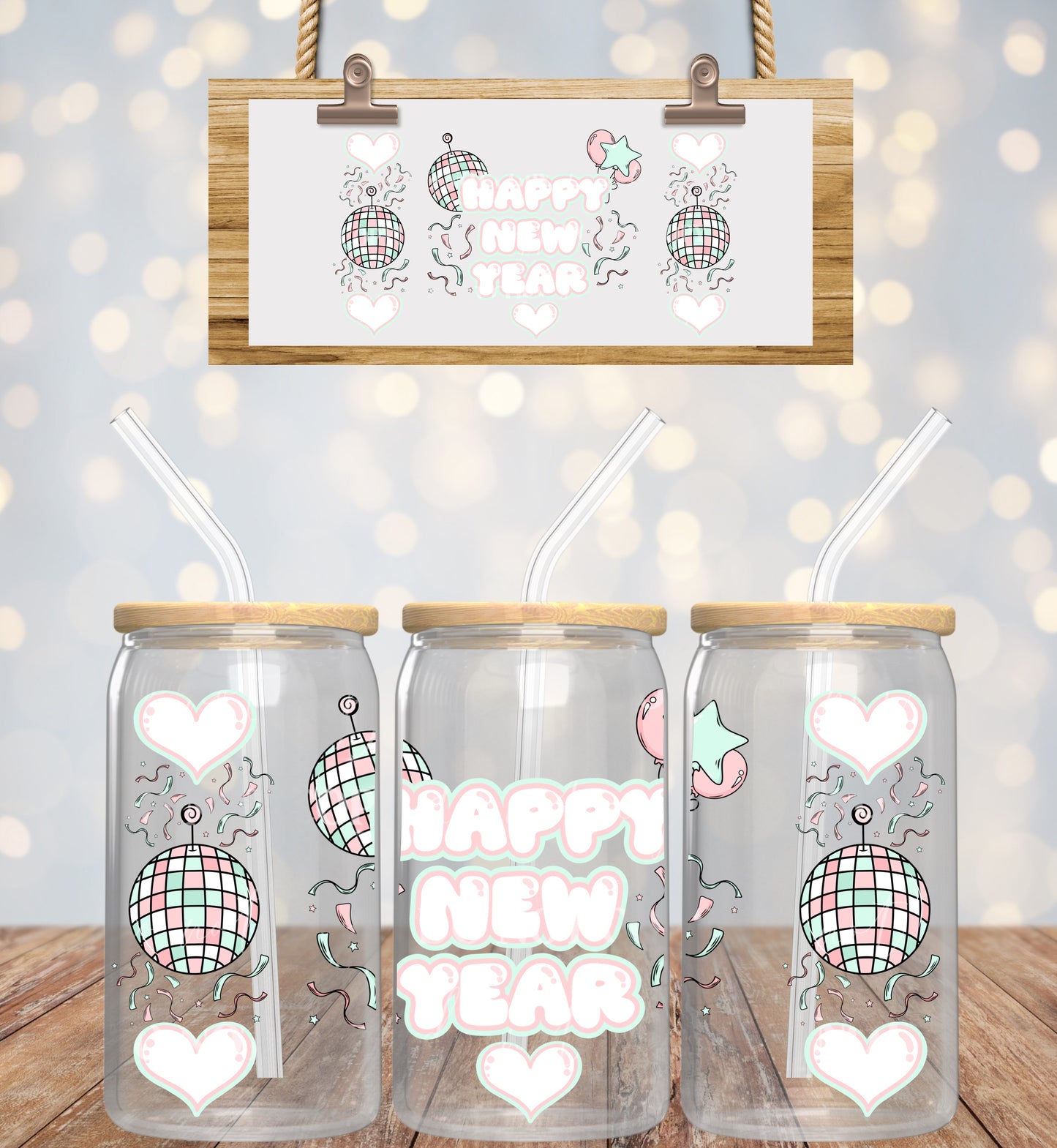 Happy New Year - 16 oz / 20 oz Libby UV DTF Wrap