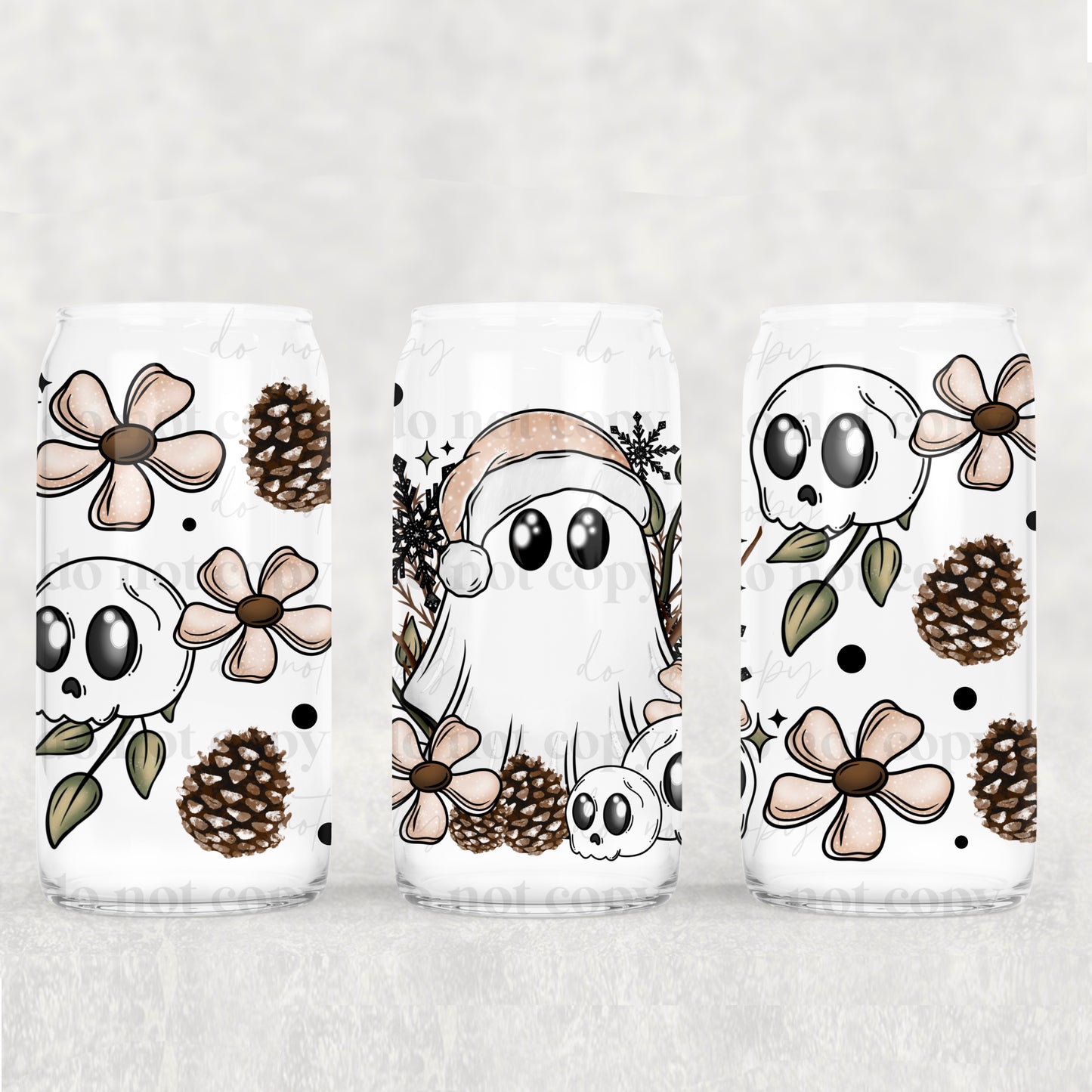 Christmas Winter Ghostie - 16 oz / 20 oz Libby UV DTF Wrap