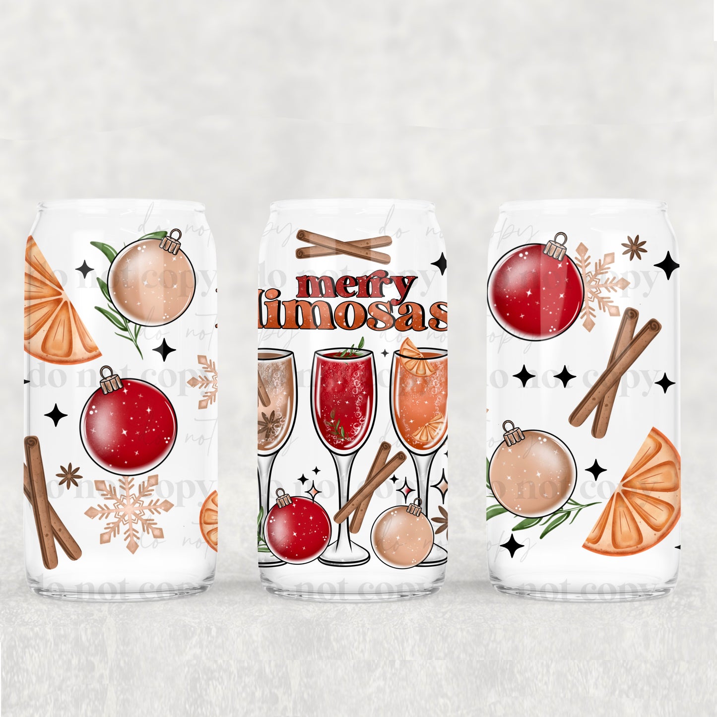 Christmas Merry Mimosas - 16 oz / 20 oz Libby UV DTF Wrap