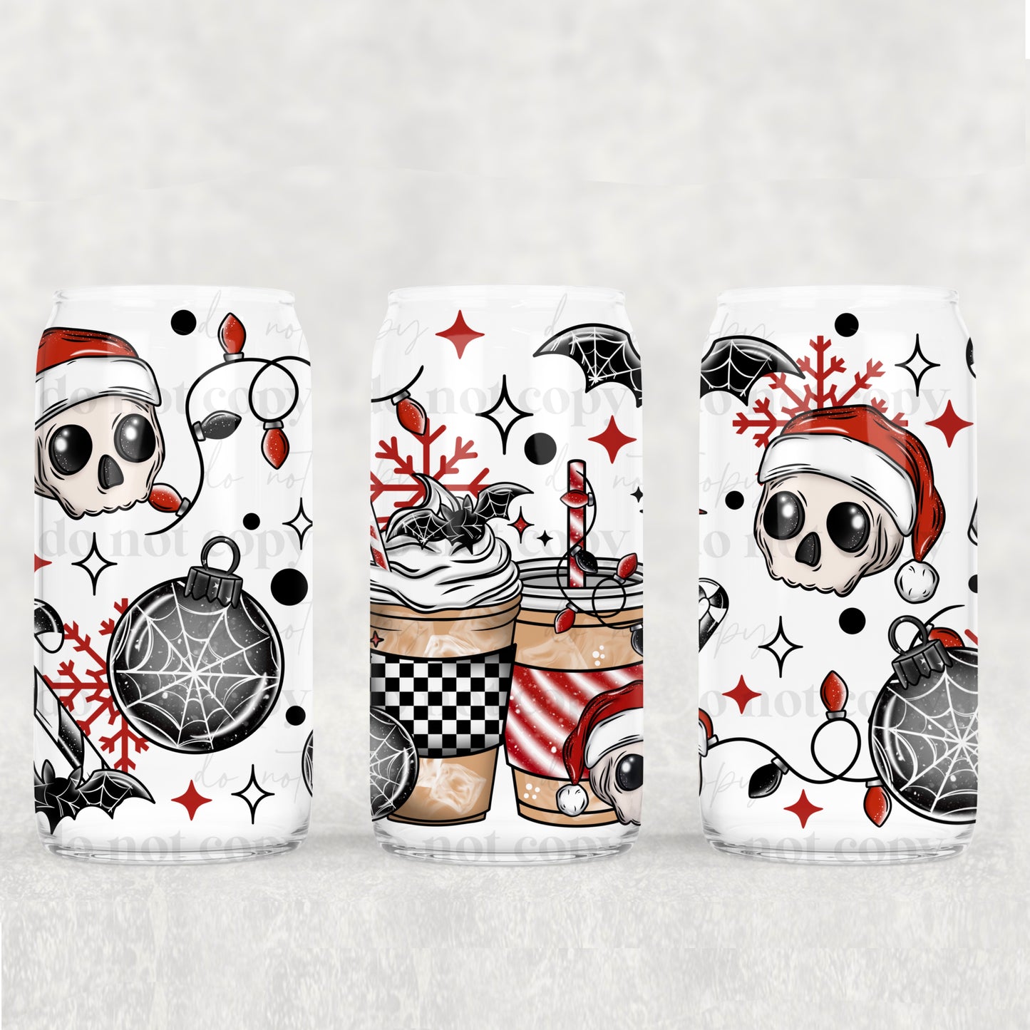Spooky Christmas Coffee - 16 oz / 20 oz Libby UV DTF Wrap