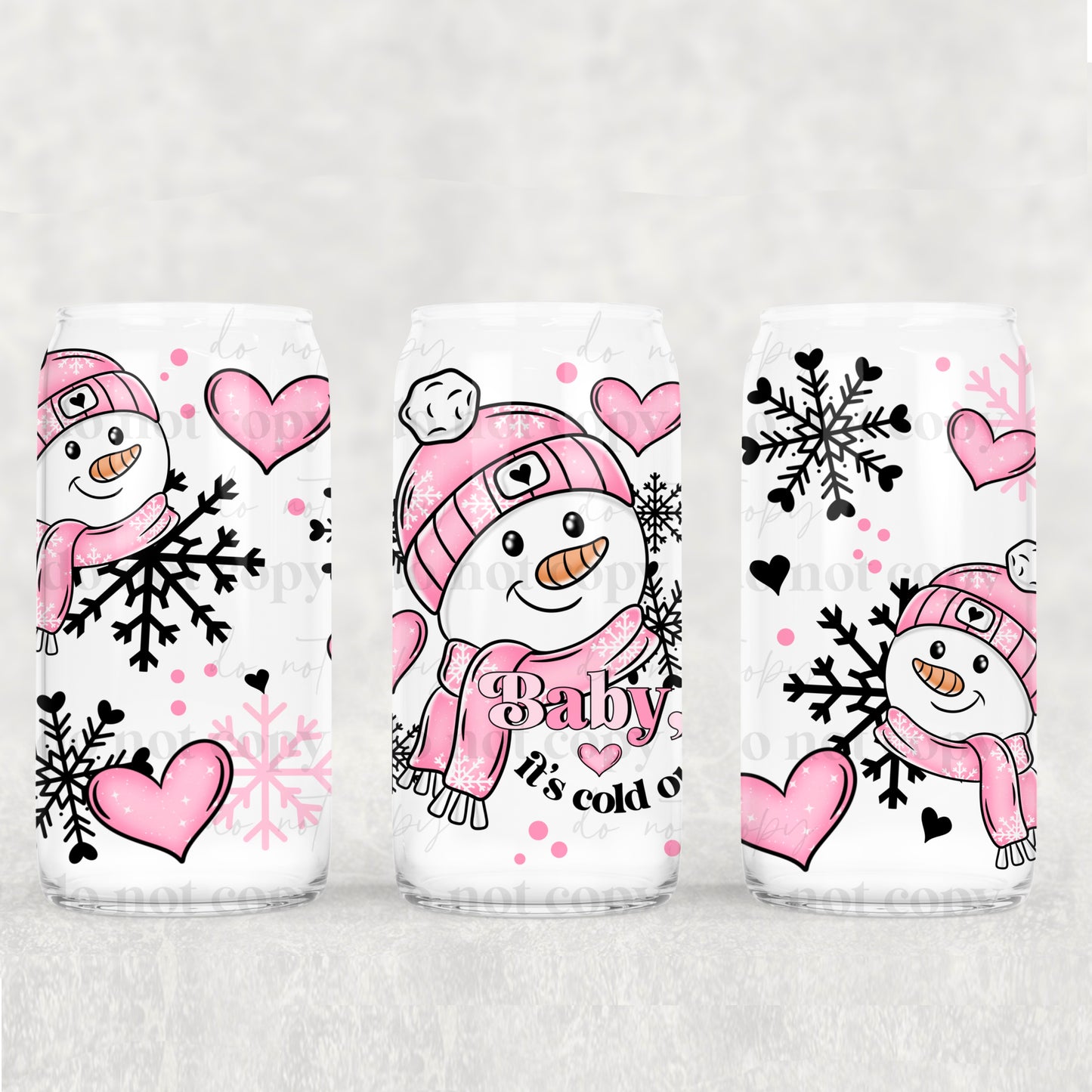 Winter Snowman Baby It's Cold Outside - 16 oz / 20 oz Libby UV DTF Wrap
