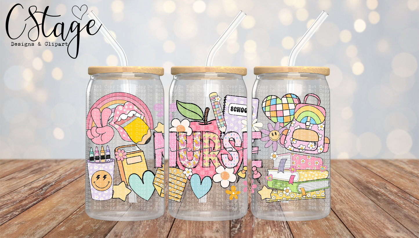 School Nurse - 16 oz / 20 oz Libby UV DTF Wrap