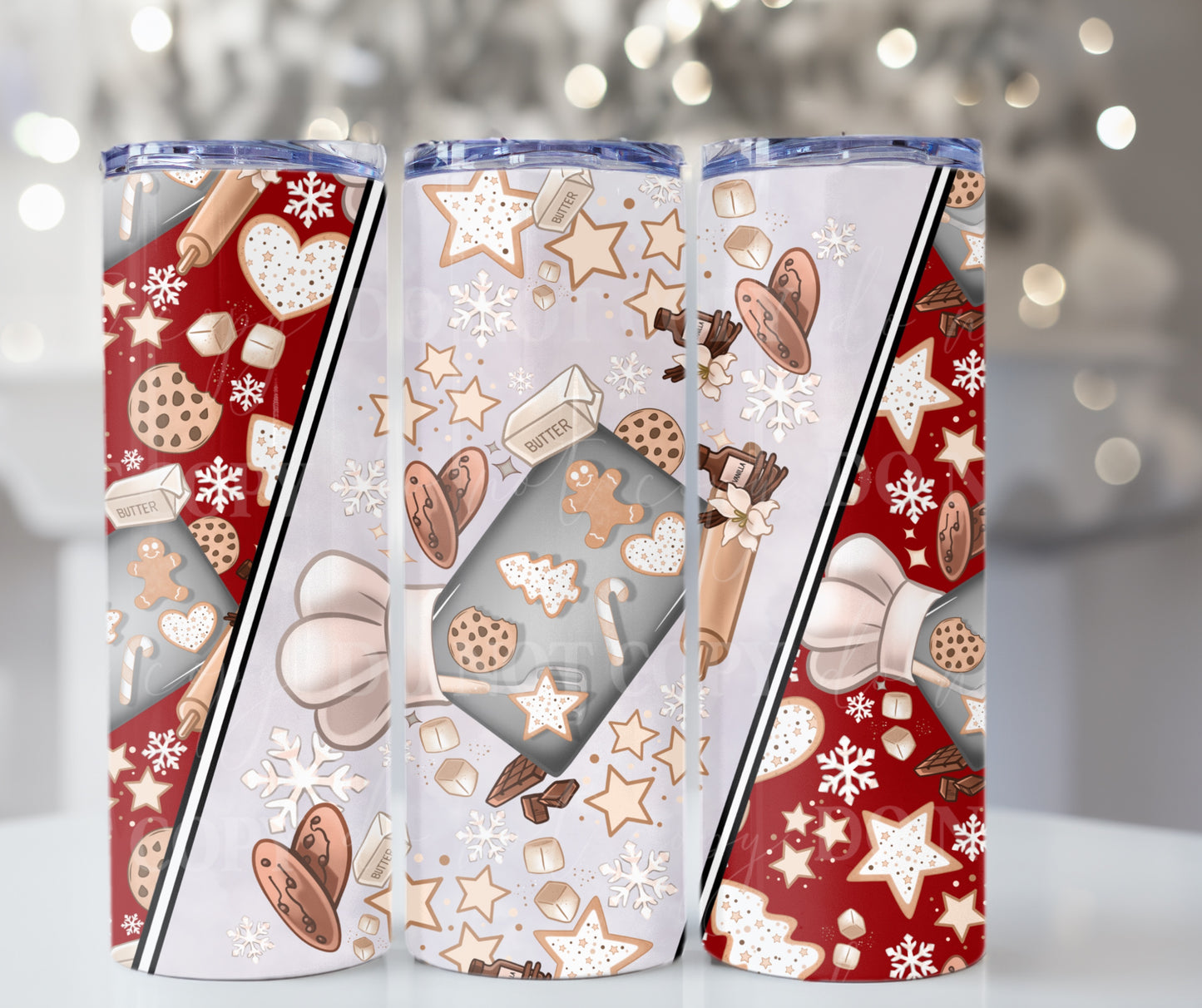 Christmas Baked Goods Red - 20oz Skinny Tumbler / 25 Oz Glass Tumbler Wrap