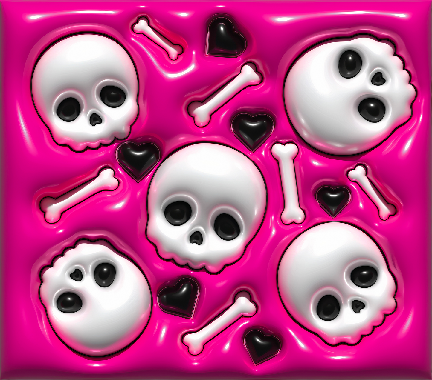 Inflated Pink Skull - 3D Inflated 20 Oz Sublimation Transfer