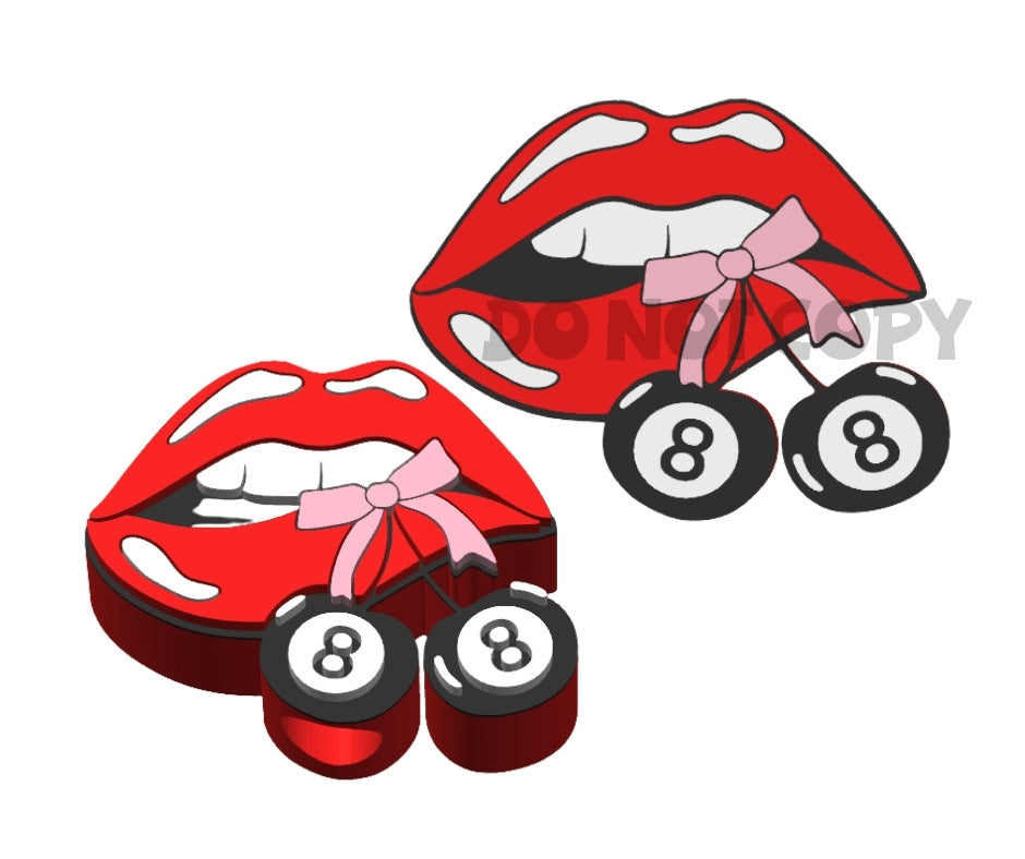 Valentines 8 Ball Lips - 3D Printed Straw Topper