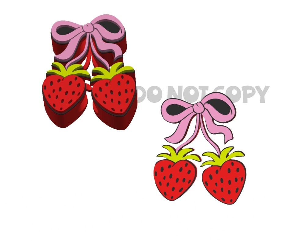 Valentines Cherries with Bow - 3D Printed Straw Topper