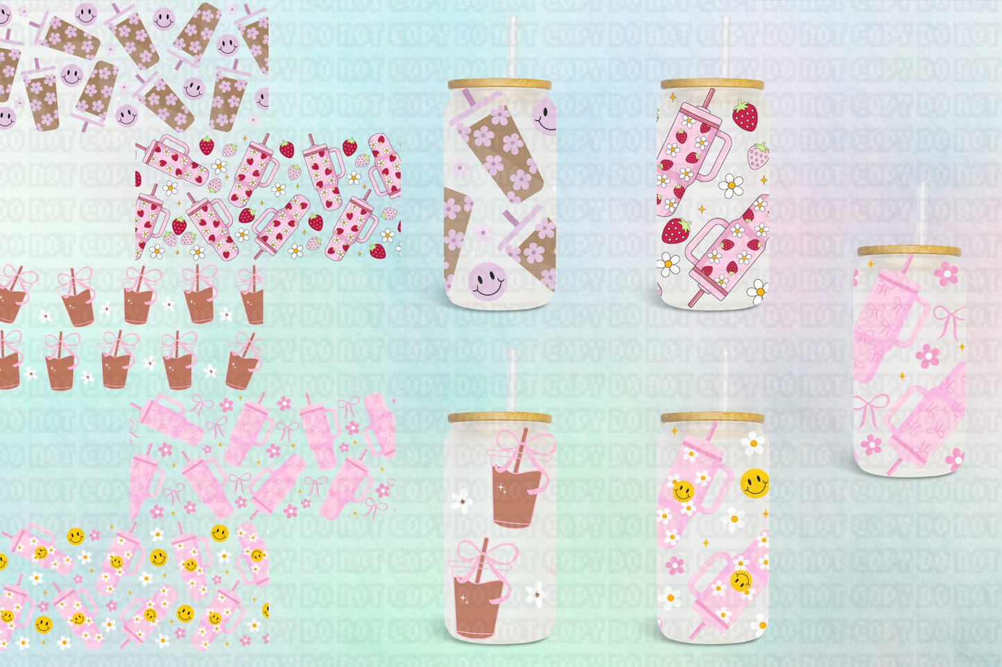 Iced Coffee Drink Collection - 16 oz / 20 oz Libby UV DTF Wrap