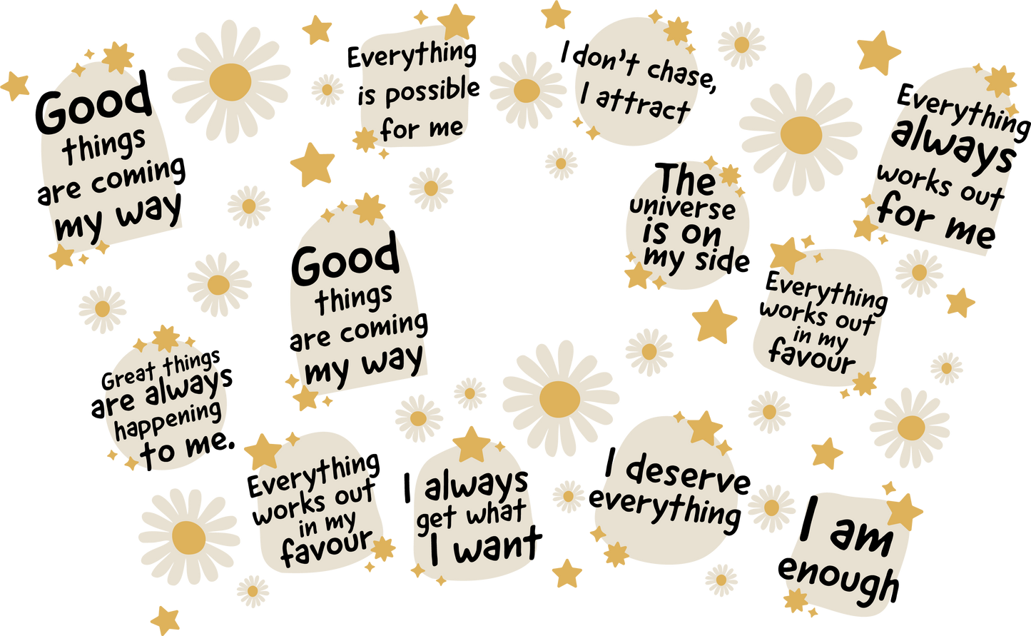 Affirmations Good Things Are Coming - 24 Oz Cold Cup HOLE UV DTF Wrap