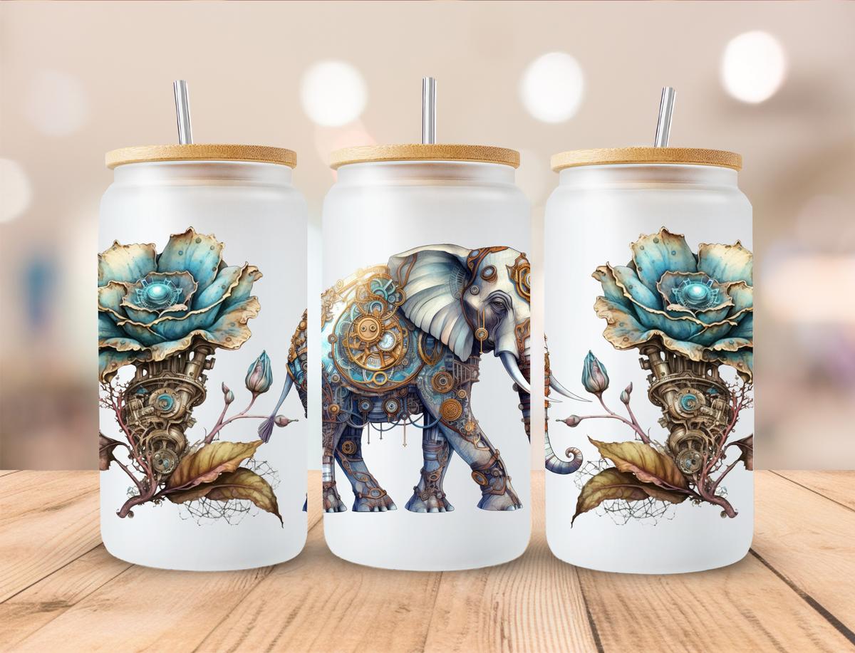 Steampunk Elephant - 16 oz / 20 oz Libby UV DTF Wrap