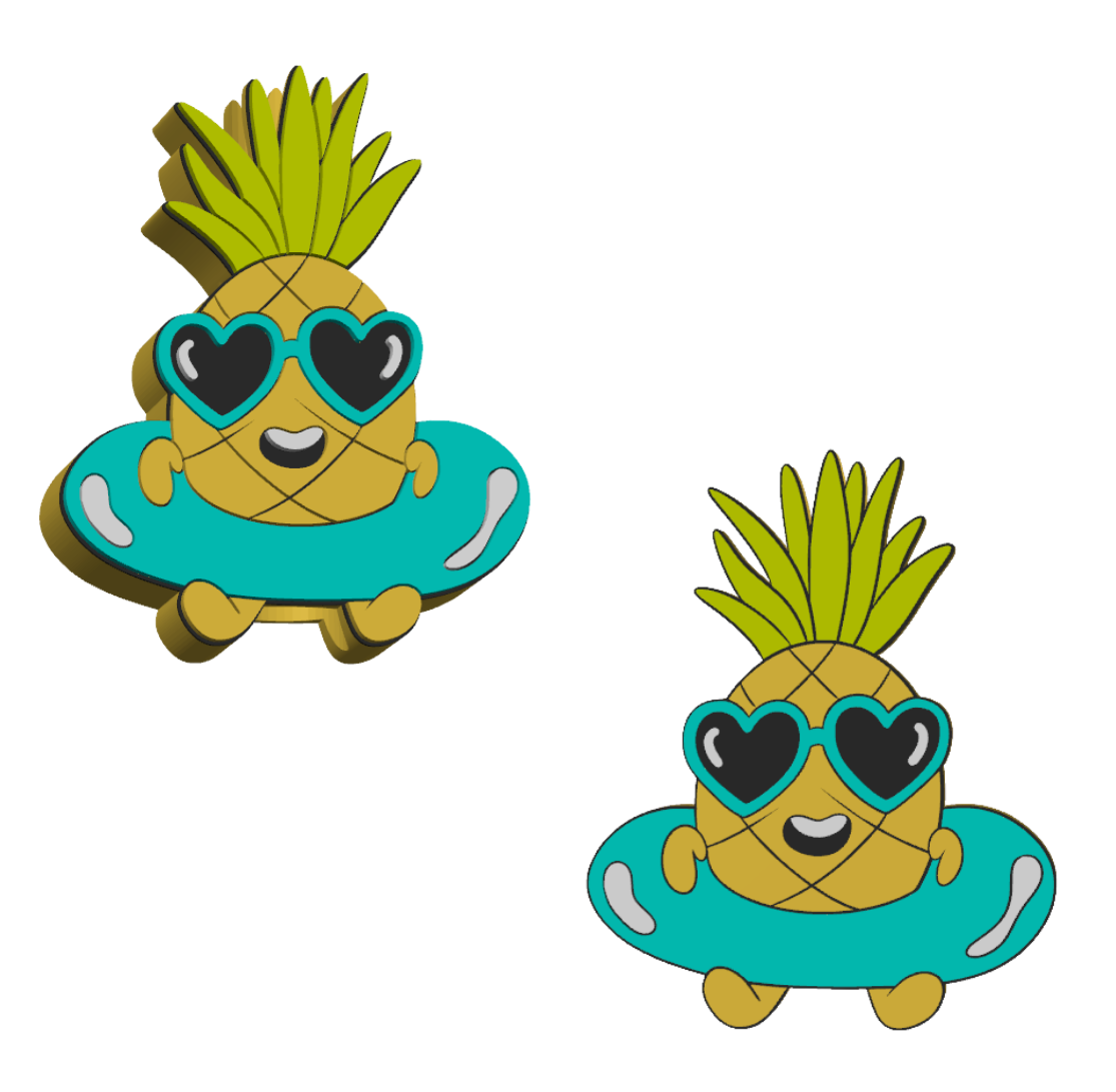 Pineapple In Floatie - 3D Printed Straw Topper