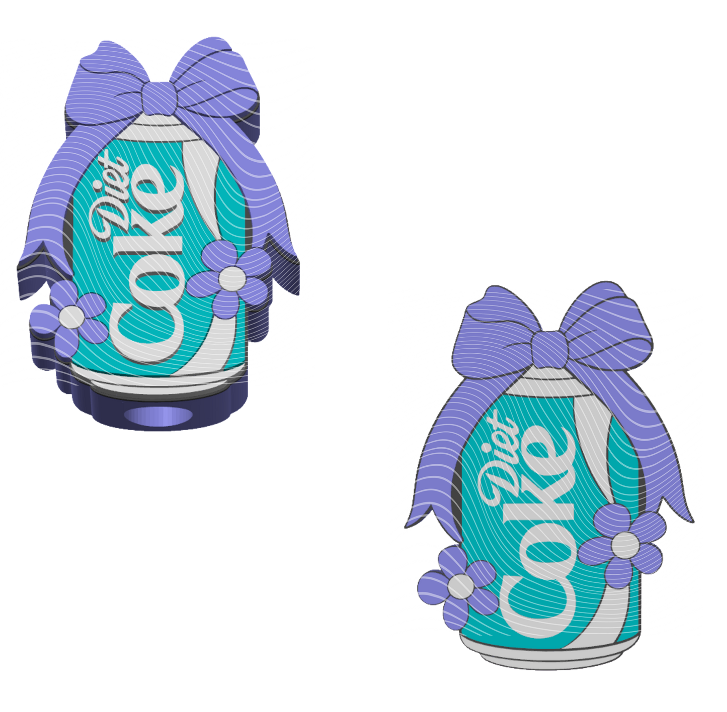 Light Blue Diet Coke - 3D Printed Straw Topper
