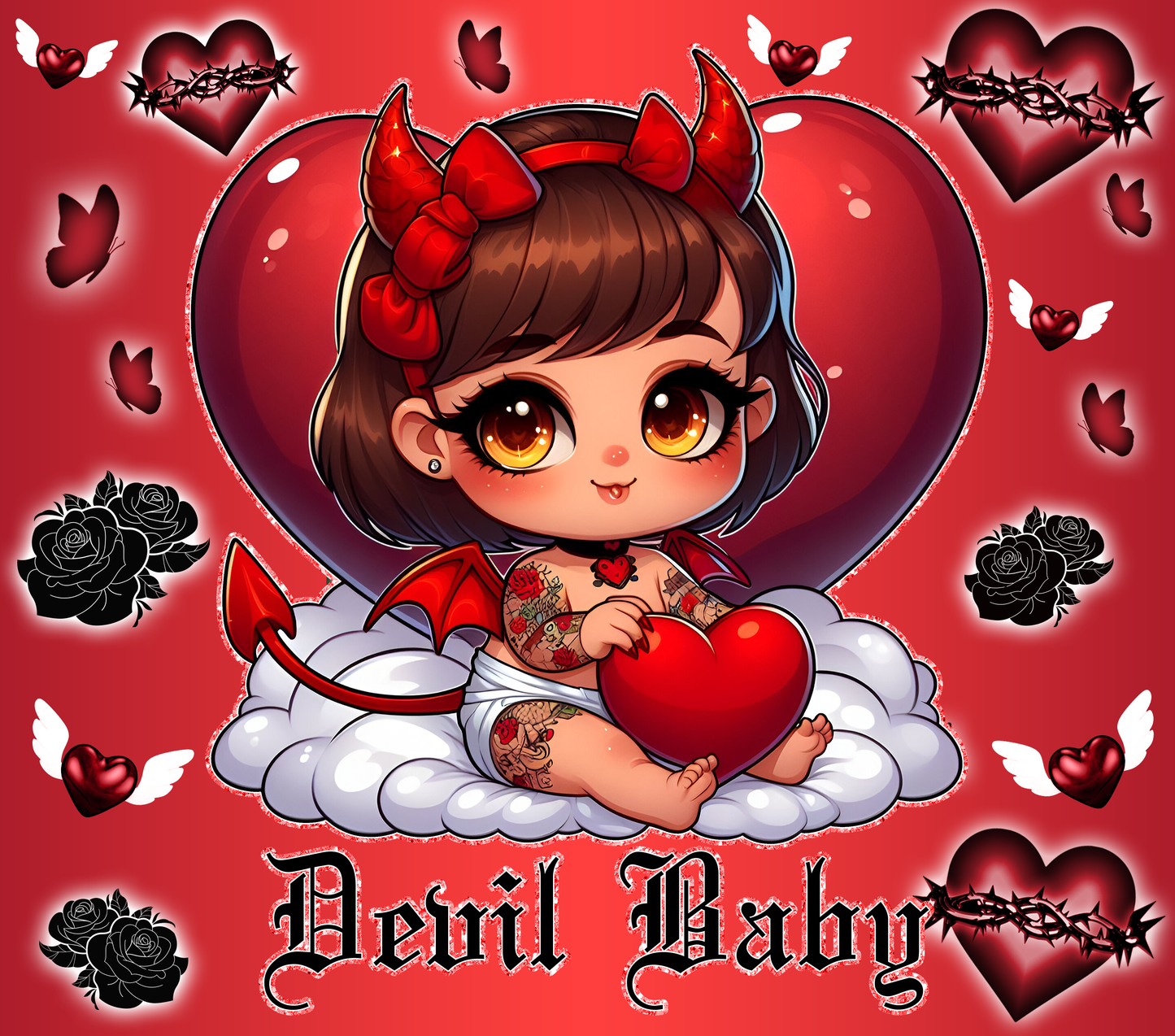 Red Tone Chicano Devill Baby - 20 Oz Straight Sublimation Transfer