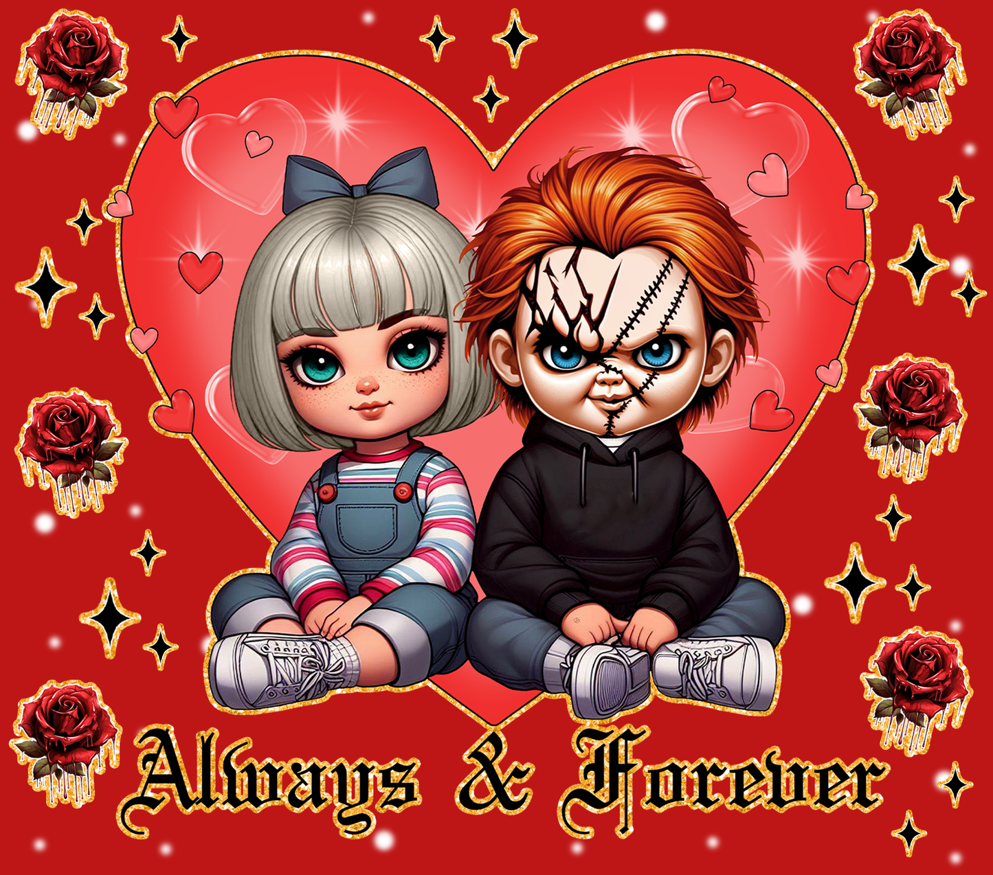 Red Tone Chicano Horror Always And Forever - 20 Oz Straight Sublimation Transfer