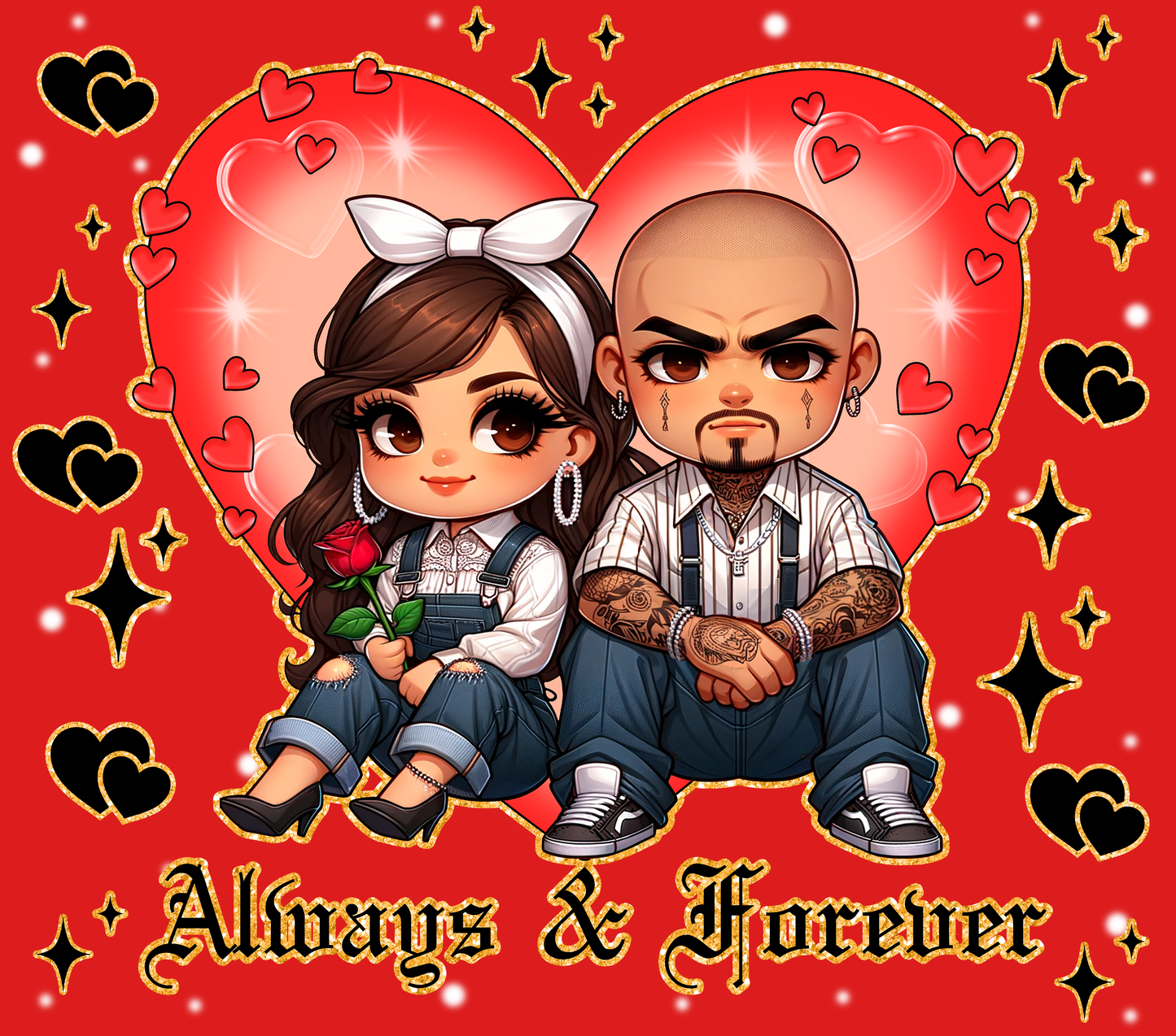 Red Tone Chicano Always And Forever - 20 Oz Straight Sublimation Transfer