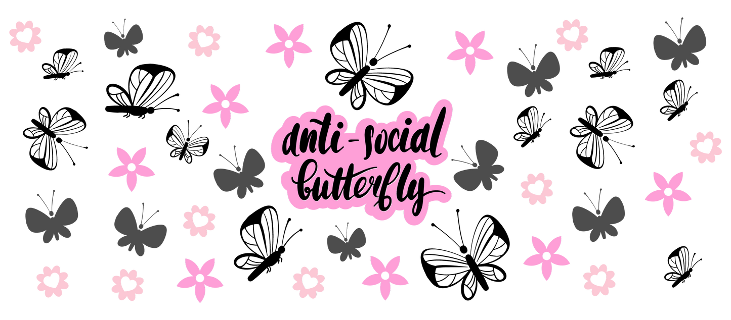 Anti - Social Butterfly - 16 oz Libby Vinyl Wrap