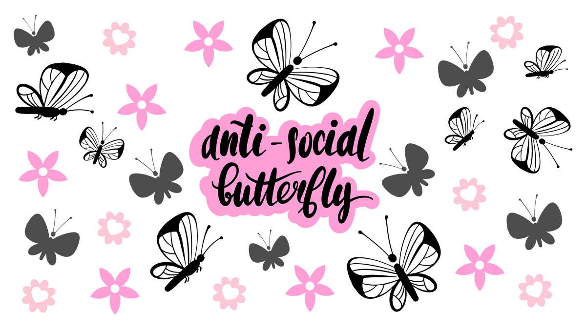 Anti - Social Butterfly - 20 oz Libby Beer Glass