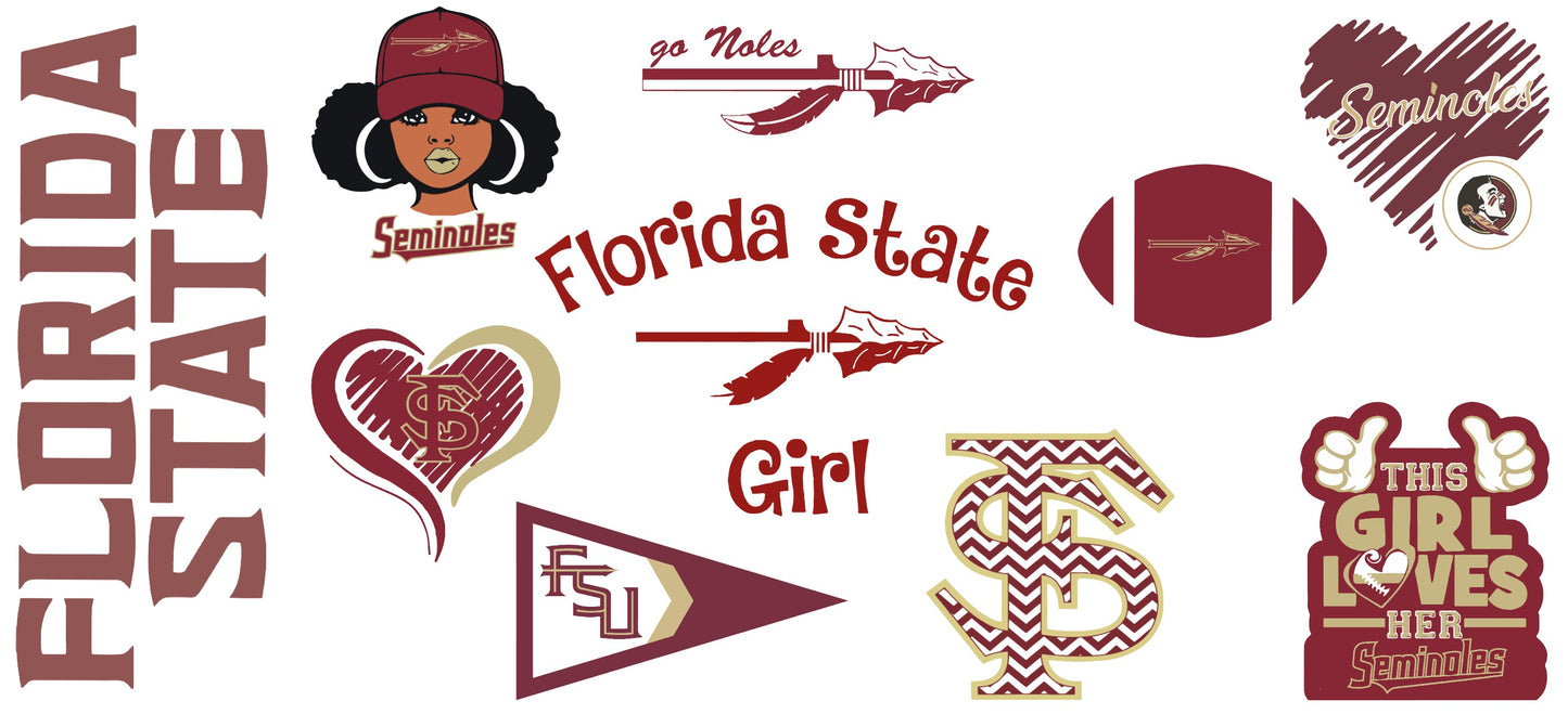 FSU Seminoles Football - 16 oz / 20 oz Libby UV DTF Wrap Exclusive to SGC (Copy)
