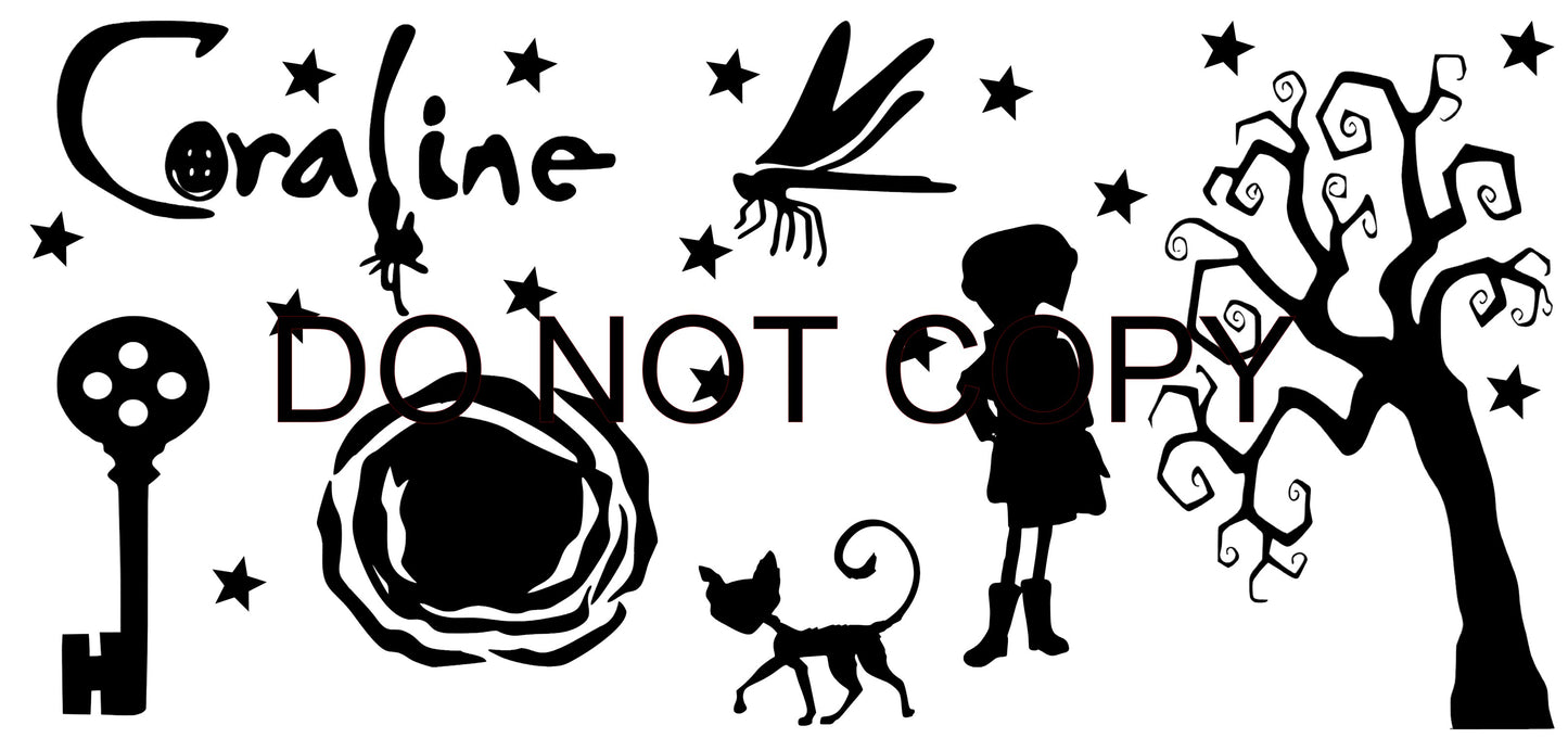 Coraline All Black - 16 oz / 20 oz Libby UV DTF Wrap Exclusive to SGC