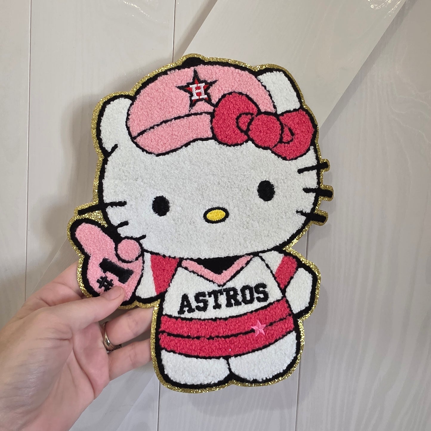 Pink Astros Baseball - Chenile Patch