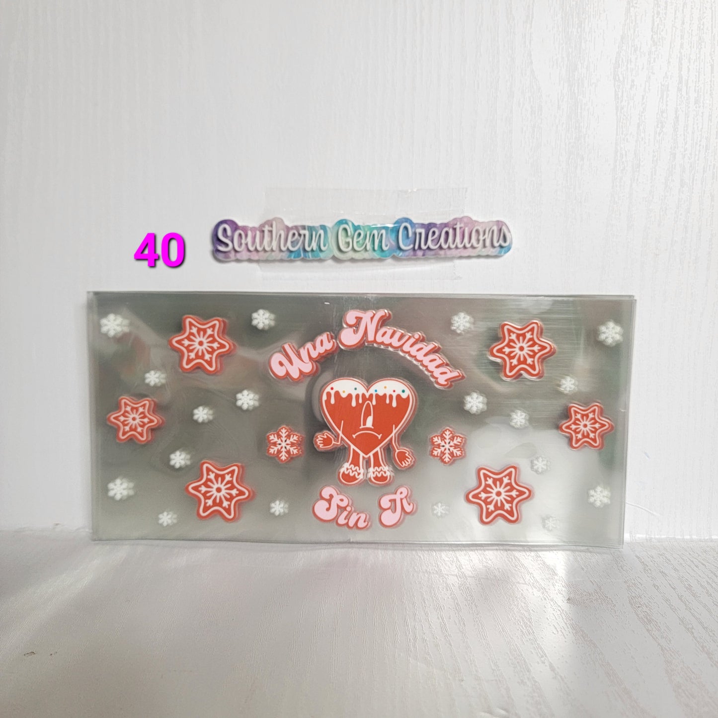 #40 Una Navidad Sin Ti Christmas Bunny - 16 oz Libby UV DTF RTS